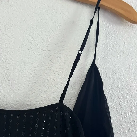 Express Medium Black Jumpsuit Sequin adjustable straps pockets - Picture 6 of 10